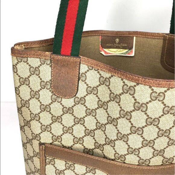 GUCCI AUTHENTIC BROWN MONOGRAM COATED CANVAS TOTE BAG - Picture 8 of 12